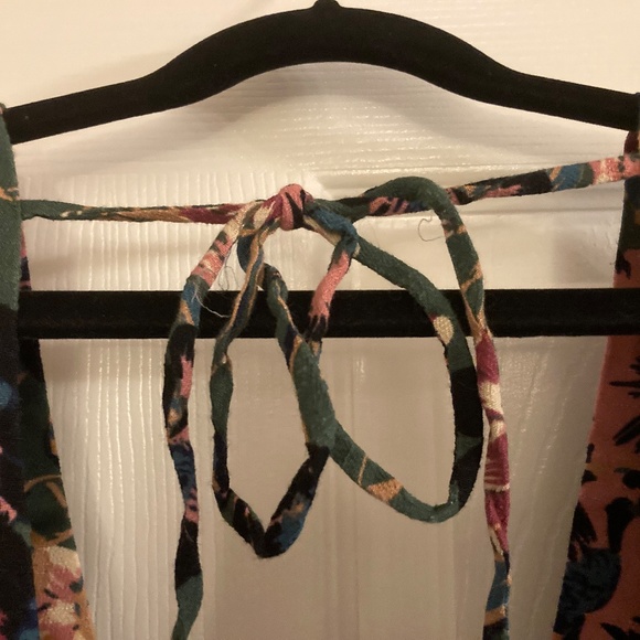 Free People Green Floral Dress Long Sleeve Square Neck Button Front Mini - Picture 6 of 8